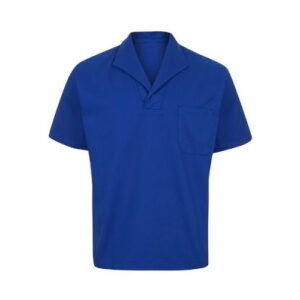 Camisa Brim Azul Royal Gola Italiana Fechada Manga Curta M Bel