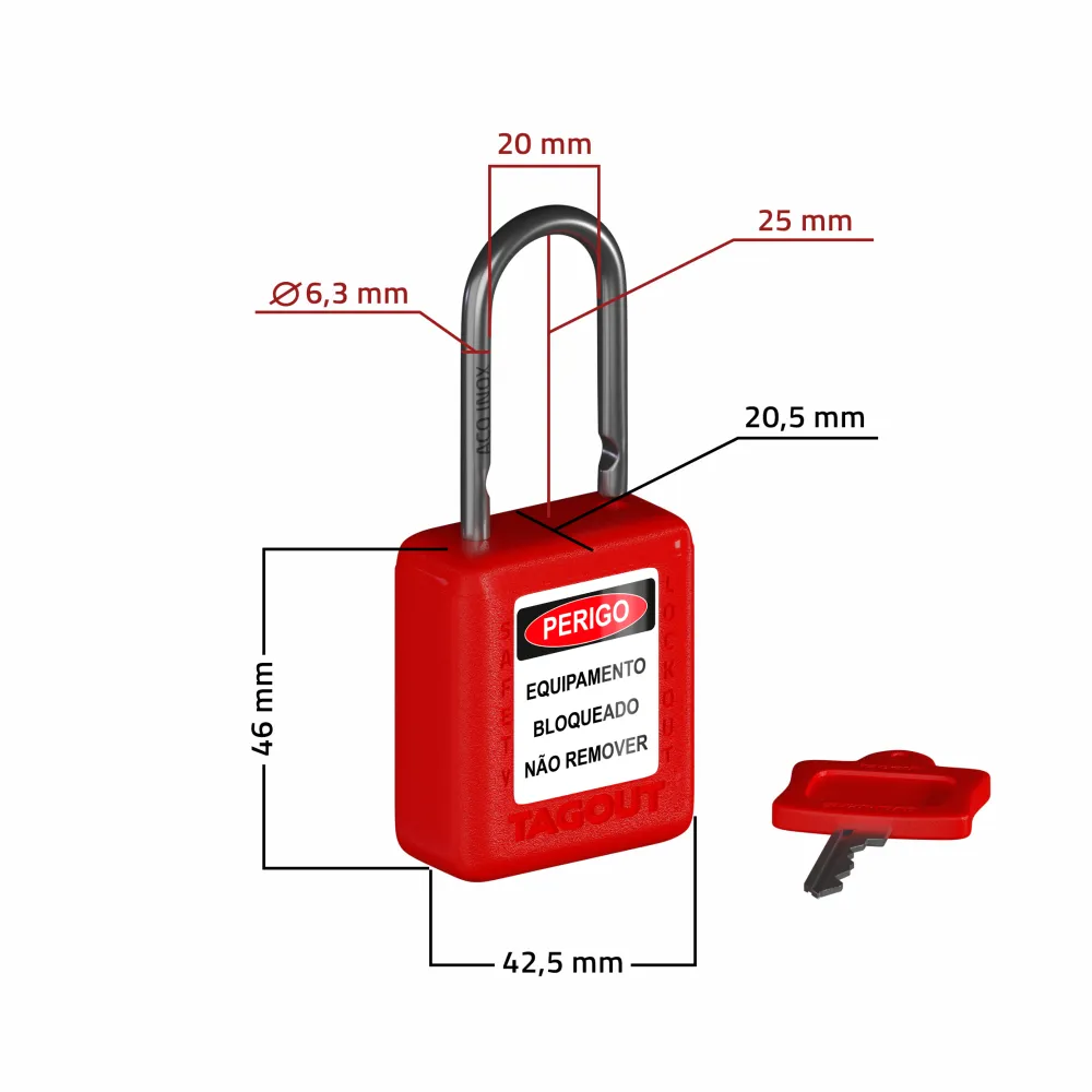 Cadeado Plastico Nr10 Haste Aco Inox 1 Chave 25.4mm Tagout - Imagem 2