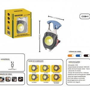 LANTERNA CHAVEIRO MULTIFUNCIONAL RECARREGAVEL USB BOM-4320